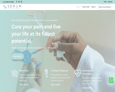 screenshot of responsive wordpress website for a stemcell clinic with attractive design
